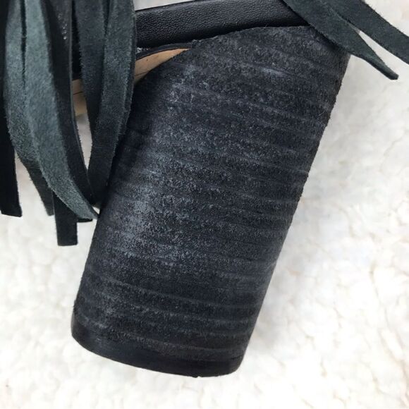 Sam Edelman Vermont Black Leather Peep Toe Cross Strap Tassel Ankle Boot - Picture 8 of 16